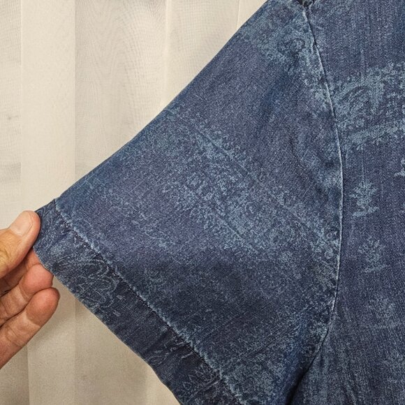 J. Jill Blue Floral Paisley Chambray Dress Boho Casual Festival LP - Picture 3 of 12